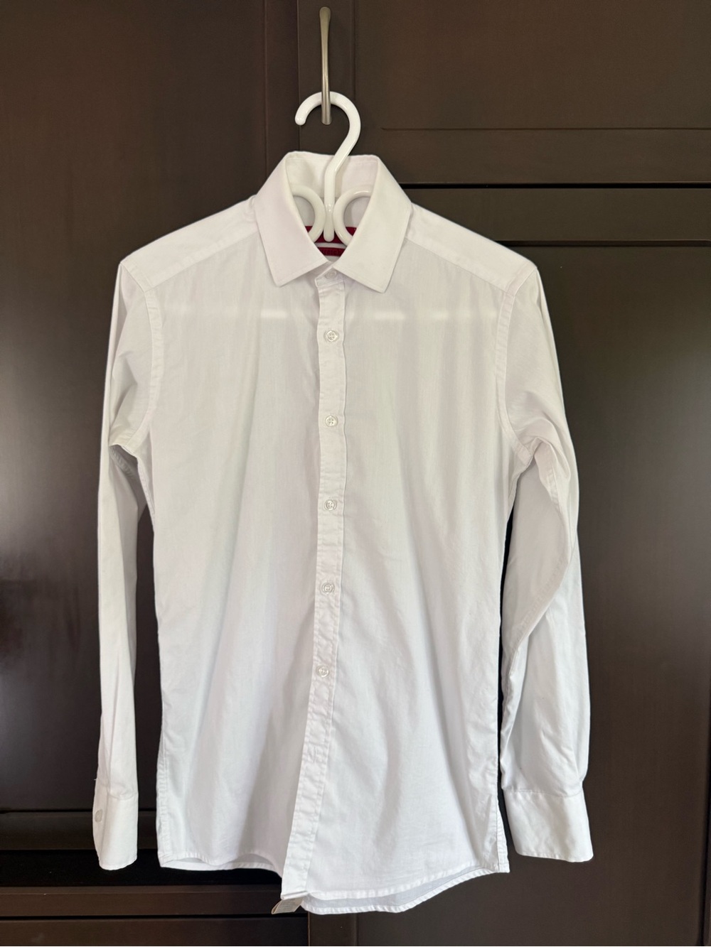 Men's White Long-Sleeve Dress Shirt - Classic Point Collar